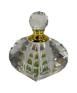 Vintage Crystal Perfume Bottle With Faceted Stopper &amp; Gold Accents 3.5&quot; ... - $74.79