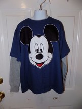 Disney&#39;s Mickey Mouse Blue/Gray Long Sleeve T-shirt Size XL Unisex NEW LAST ONE - £13.42 GBP