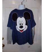 Disney&#39;s Mickey Mouse Blue/Gray Long Sleeve T-shirt Size XL Unisex NEW L... - £13.45 GBP