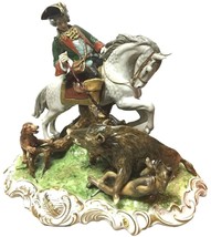 Unterweissbach Dresden Glazed Porcelain Hunter on Horse Figurine from Germany - £1,026.37 GBP