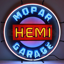 Neon Sign Mopar Hemi Garage Licensed 24&quot; Diameter Handmade Neon Light - £338.12 GBP