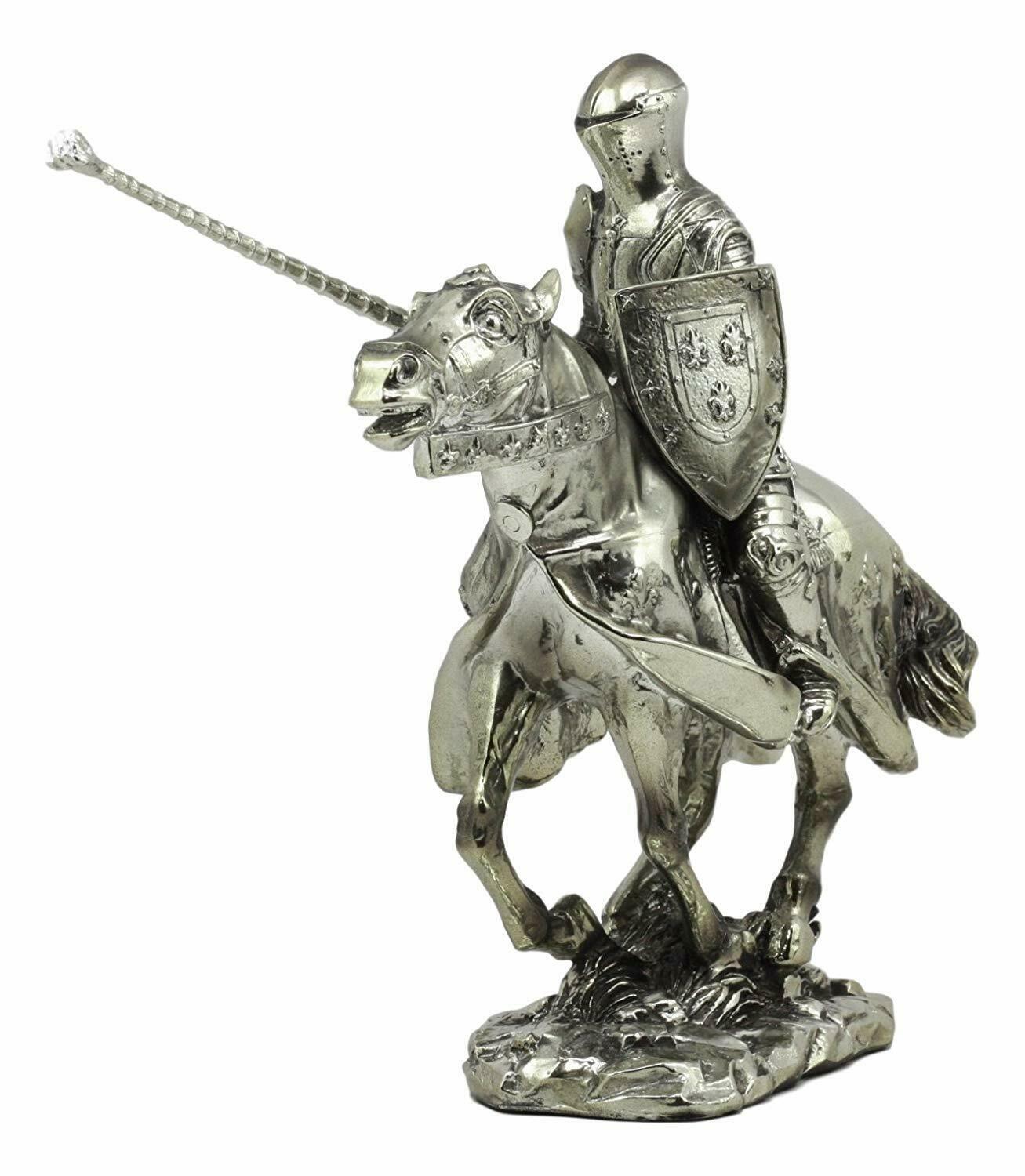Ebros Medieval Suit of Armor Knight Jousting On Horse Statue Medieval Tournament