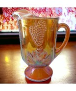 Indiana Carnival Pitcher Grape Harvest Marigold Glass 1217 Pedestal Vint... - £35.03 GBP