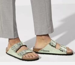 Birkenstock Arizona Metallic Gator Gleam Mineral/Green Sandals Women’s S... - $94.05