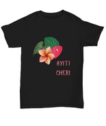 Haitian floral t-shirt, ayiti cheri, beloved haiti, island identity prid... - $382.50 MXN