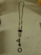 Black and White Over Head Beaded Necklace Lanyard Key Holder - $7.99
