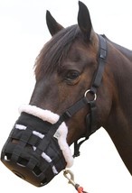 TEKE Deluxe Horse Grazing Muzzle Fleece Fur Lined Adjustable Crown Chin Pony - £33.01 GBP