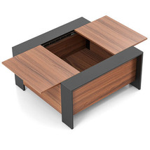 36.5 Inch Coffee Table with Sliding Top and Hidden Compartment-Rustic Brown - C - £150.38 GBP