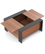 36.5 Inch Coffee Table with Sliding Top and Hidden Compartment-Rustic Br... - £148.97 GBP