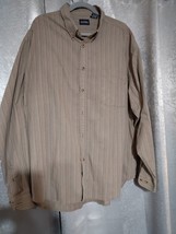 Puritan Button Down Dress Shirt Mens Sz 2XL Gray Vertical Striped Long S... - £6.92 GBP