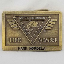Vintage Belt Buckle North American Fishing Club NAFC Life Member Hank Kordela - £31.64 GBP