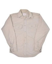 Vintage Orvis Chamois Shirt Mens M Khaki Flannel Button Up USA Union Made Cotton - £25.10 GBP