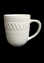 Gibson IMPERIAL BRAID Coffee Mug 11 oz Embossed Ceramic White Cup Rope Dots - £9.49 GBP