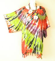 KB660 Tie Dye Summer Plus Kimono Poncho Tunic Hippy Women Blouse Top up ... - $24.90
