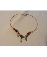 Vintage Disney Stranded Choker Necklace 16&quot; Long With Metal Leaves - £23.60 GBP