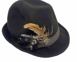 Classic Fedora Hat with Short Brim Brown Wool Felt Brown Feather - $30.78