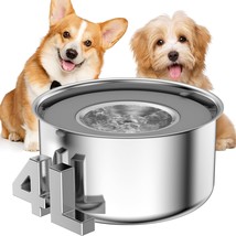Large Capacity Stainless Steel Dog Water Bowl 4L/135oz with Floating Disk - £15.97 GBP
