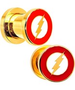 DC Comics Body Jewelry Flash 0g (8mm) Ear Plug Gold Plated 316L Stainles... - £8.04 GBP