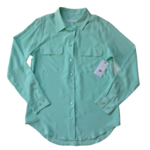 NWT Equipment Slim Signature in Ice Green Washed Silk Button Down Shirt ... - £73.54 GBP
