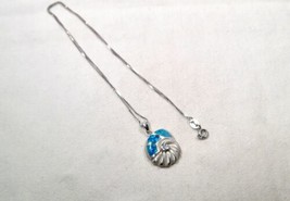 Sterling Silver Nautilus Opal Pendant Necklace K165 - £38.17 GBP