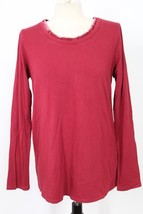 J Jill M Red Velvet Neck Cotton Modal Stretch Long Sleeve Top - £20.91 GBP