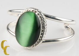 Ladie&#39;s Sterling Silver .925 Mexico Cat&#39;s Eye Cuff Bracelet Beautiful Gift! - €217,97 EUR