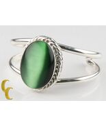 Ladie&#39;s Sterling Silver .925 Mexico Cat&#39;s Eye Cuff Bracelet Beautiful Gift! - $4,655.13 MXN