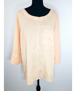Soft Surroundings Women Top Tunic XL Coral Peach Tencell Pocket Pullover... - $33.25 CAD
