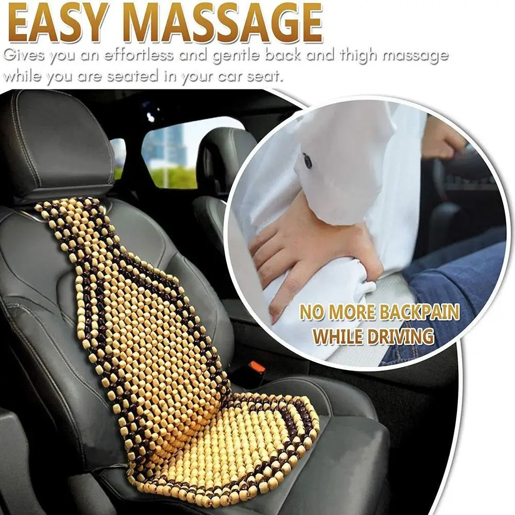  seat cushion with wood beads for summer cool massage and support automobile car wooded thumb200