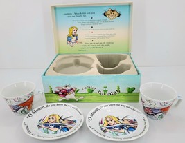 Alice In Wonderland Espresso Set of 2 Frothy 6.5oz Cups &amp; Saucers By Cardew NEW - £33.50 GBP