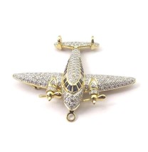 18k Two Tone Gold Vintage Diamond And Sapphire Airplane W/ Propellers Brooch Pin - £3,090.62 GBP