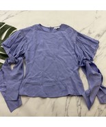 Lewit Womens Statement Flutter Sleeve Blouse Top Size XS Pastel Purple B... - $27.71