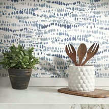 Roommates Rmk11761Rl Navy And White Dotted Line Peel And Stick Wallpaper - £31.59 GBP