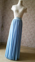 Blue Silky Chiffon Maxi Skirt Outfit Bridesmaid Custom Plus Size Chiffon Skirts image 4