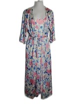 Val Mode Vintage Nightgown Lingerie Dress with Robe ~ Sz M ~ Blue Floral... - £52.79 GBP