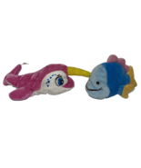 Stuffed Plush Animals Lot of Two Fish Pink Blue Yellow Soft Small Ocean - $11.88