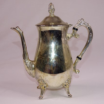 VINTAGE Silver Plated Footed Coffee Pot With Hinged Lid 9.5&quot; Tall Silver... - $15.40