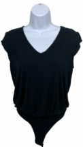 Women Loose Casual Blouse Black V Neck T-Shirt Summer Bodysuit Top Size S - £9.56 GBP