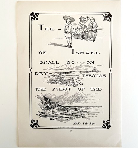 1901 Bible Passage Exodus 14:16 Victorian Word Symbol Puzzle Religious DWDD8 Item image 2