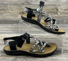 Chaco Diana Double Strap Beveled Black White Sandals Thong Toe Sz 6 - $28.71