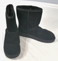 Koolaburra By UGG Classic Short Fur Lined Black Suede Boots Womens Size 10 - £39.14 GBP