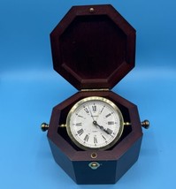 Bulova Quartermaster Quartz Desk Presentation Clock Octagonal Cherry Woo... - $24.26