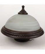 White Brown Glass Dome Ceiling Light Pendant Fixture 3 Hole Shade 11&quot; - £15.63 GBP