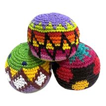 Mia Jewel Shop Crochet Hacky Ball Kick Sack Multicolored Geometric Pattern Foot  - $19.79+