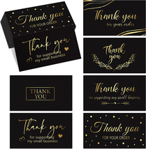 180 Black Gold Thank You for Supporting My Small Business Cards, Small Thank You - £10.06 GBP
