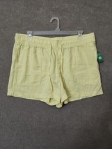 Gap Linen Utility Shorts Womens XL Yellow Elastic Waist Stretch Beach NEW - $26.60