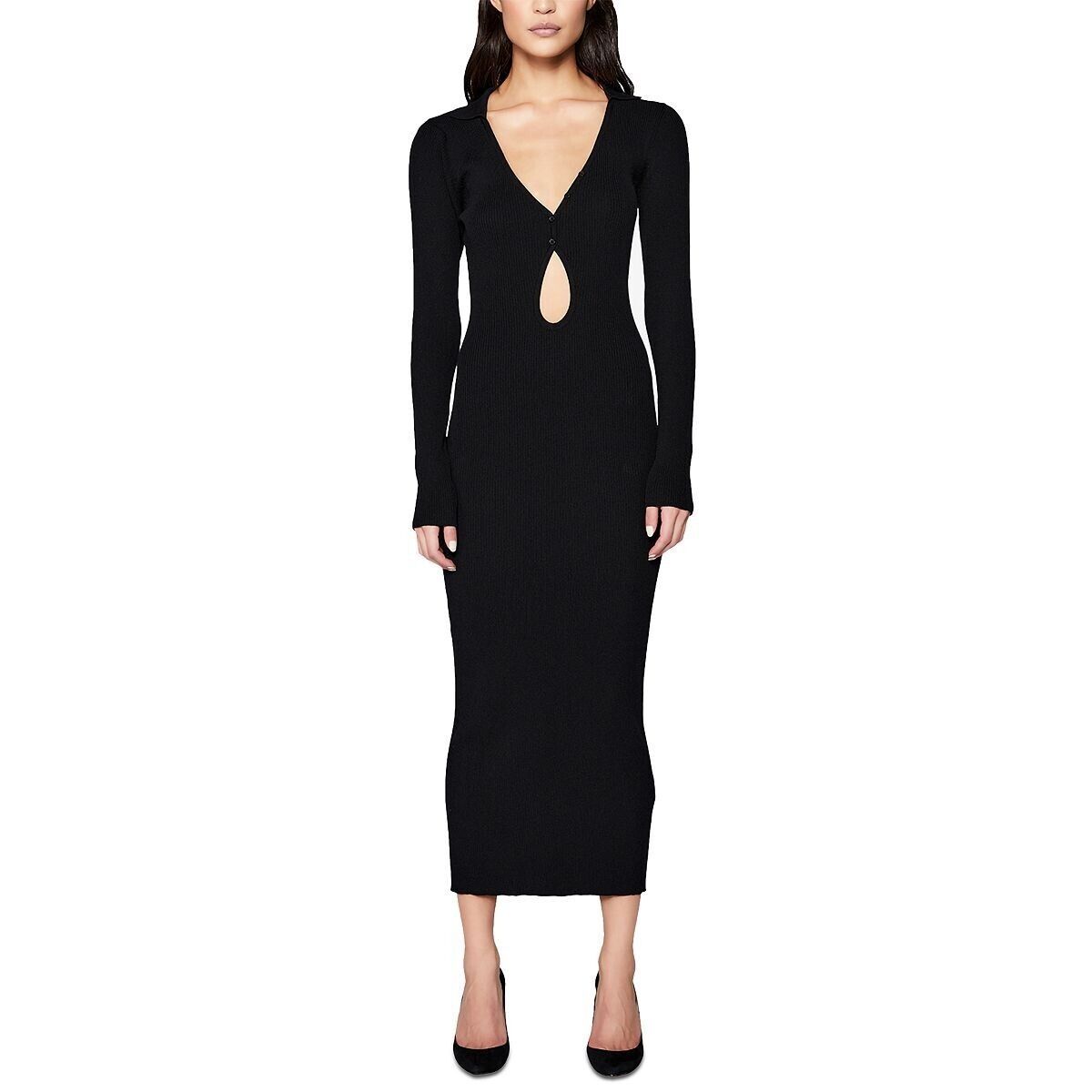 Primary image for Bardot Women's Rosario Rib-Knit Dress Black L B4HP $129