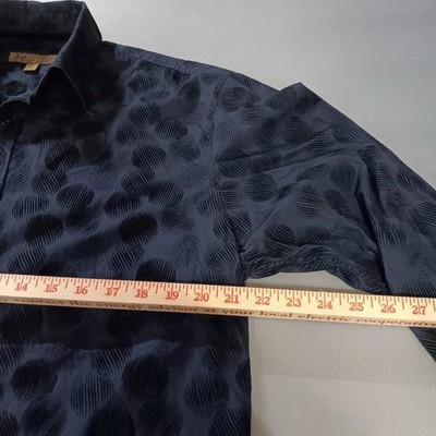 Blue Pronto Uomo Mens Long Sleeve Size L Button Down Shirt Blue Black Geometric Item image 5