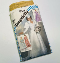 Simplicity 5724 Miss 12 Bust 34 Wedding Gown Bridesmaid Dress Sewing Pat... - $14.69