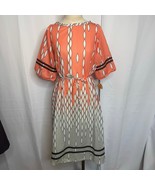 Vintage Extras Coral Geometric Belted Dress 18.5 Made USA NWT - $81.99 CAD